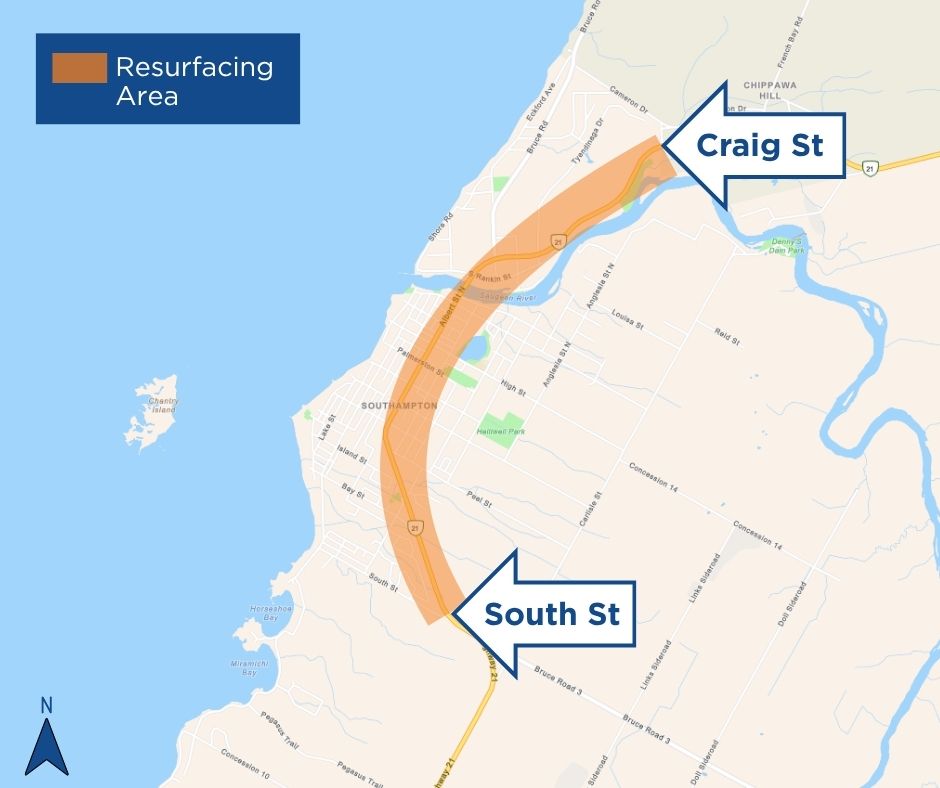 Map of area to be resurfaced